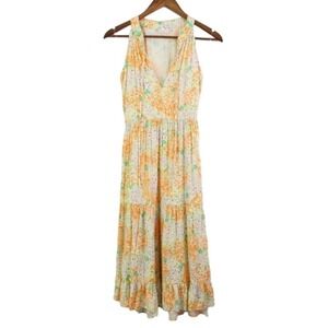 Band of the Free Sleeveless Tiered Floral Midi Dress Yellow Size M/L